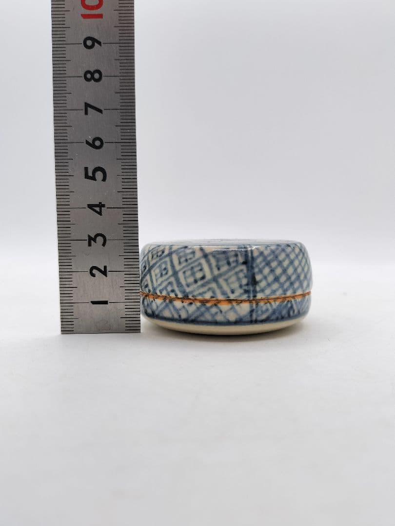 d218 老松香合 染付 加藤唐三郎 木箱 茶道具 古物