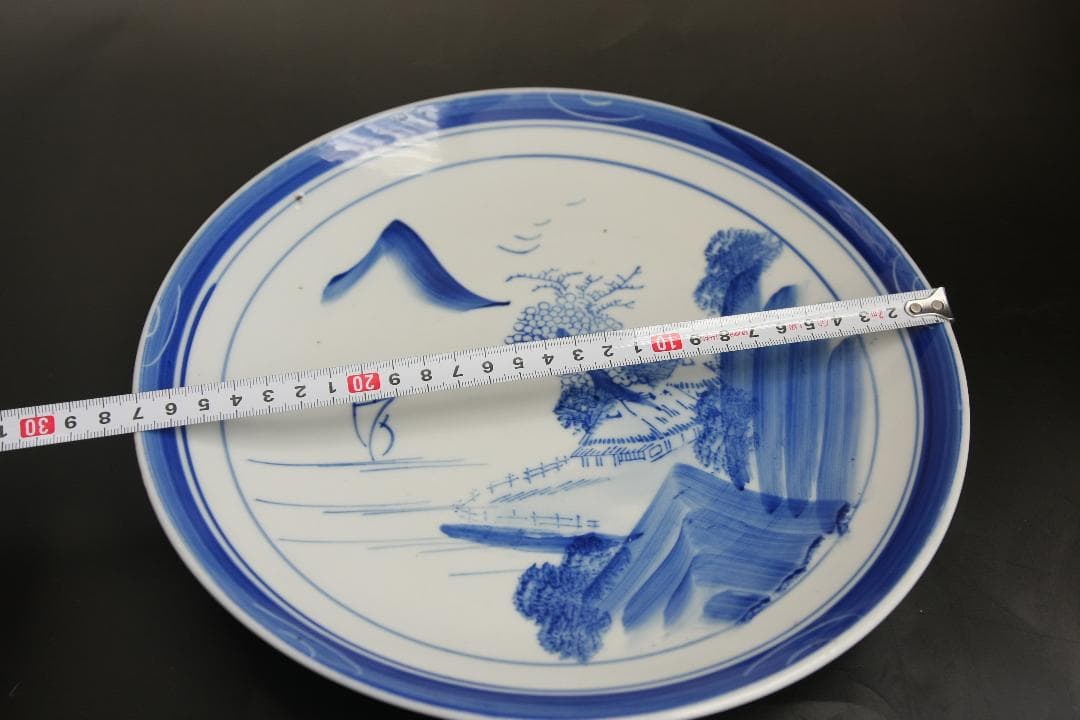 古伊万里染付　山水図大皿