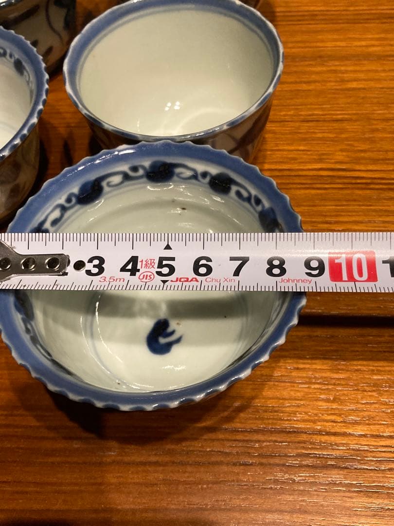 古伊万里 蕎麦猪口 7点 染付 兎 蝶