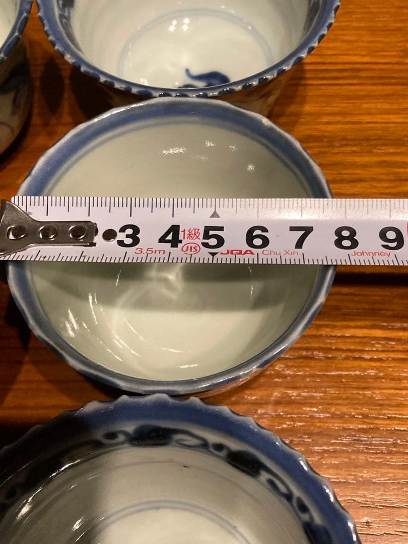 古伊万里 蕎麦猪口 7点 染付 兎 蝶