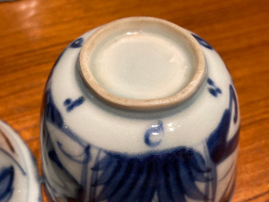 古伊万里 蕎麦猪口 7点 染付 兎 蝶