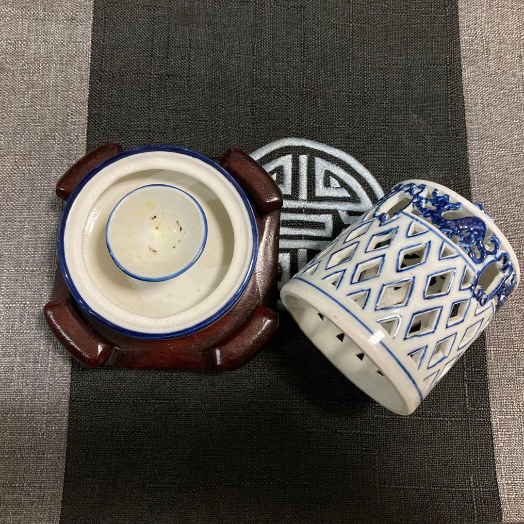 香炉 明時代 大明崇禎年制 青花瓷 陶磁器 中国美術 /アンティーク 古美術