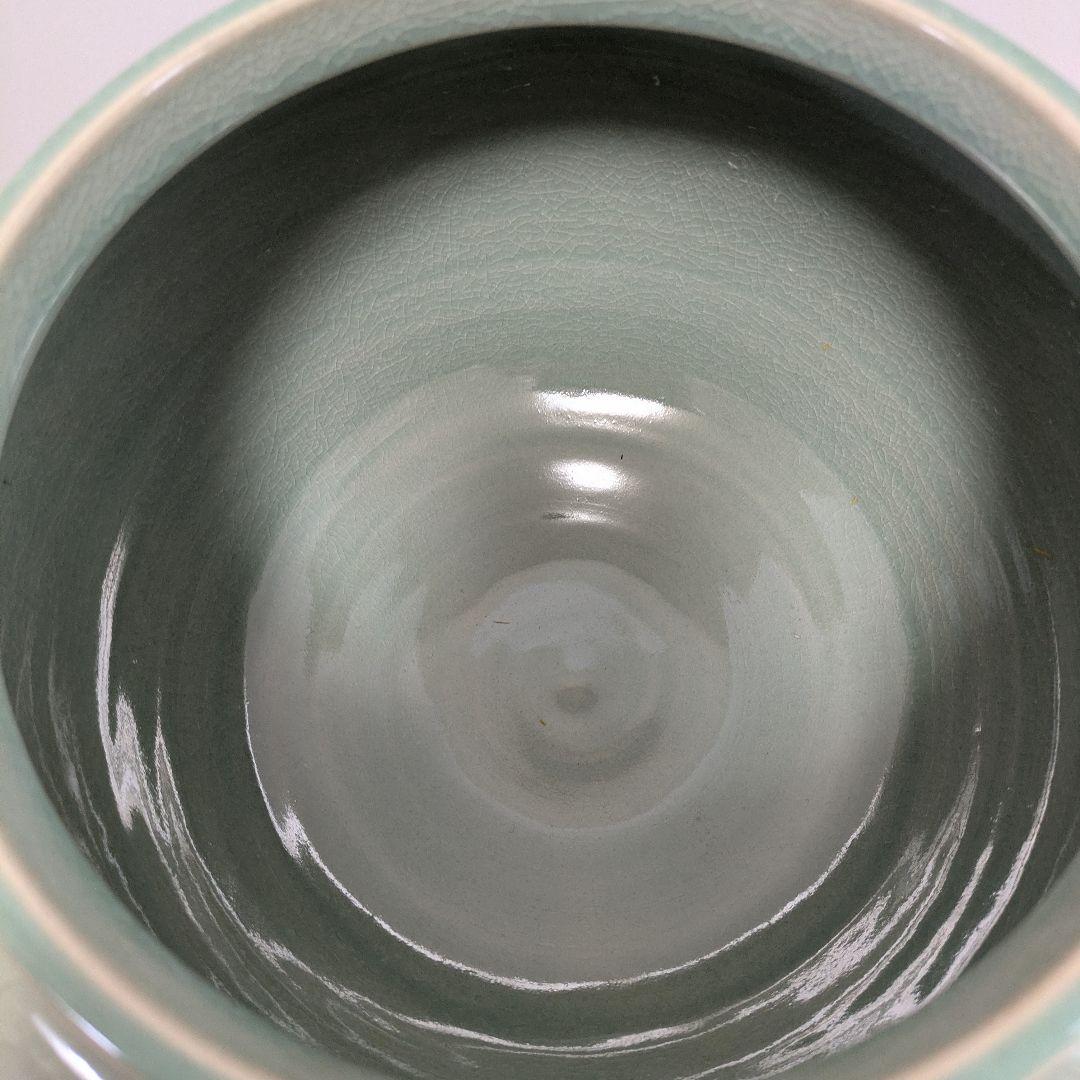 水指　高麗青磁象嵌水指　柳海剛造 淡々斎好み　共箱　古物　共箱
