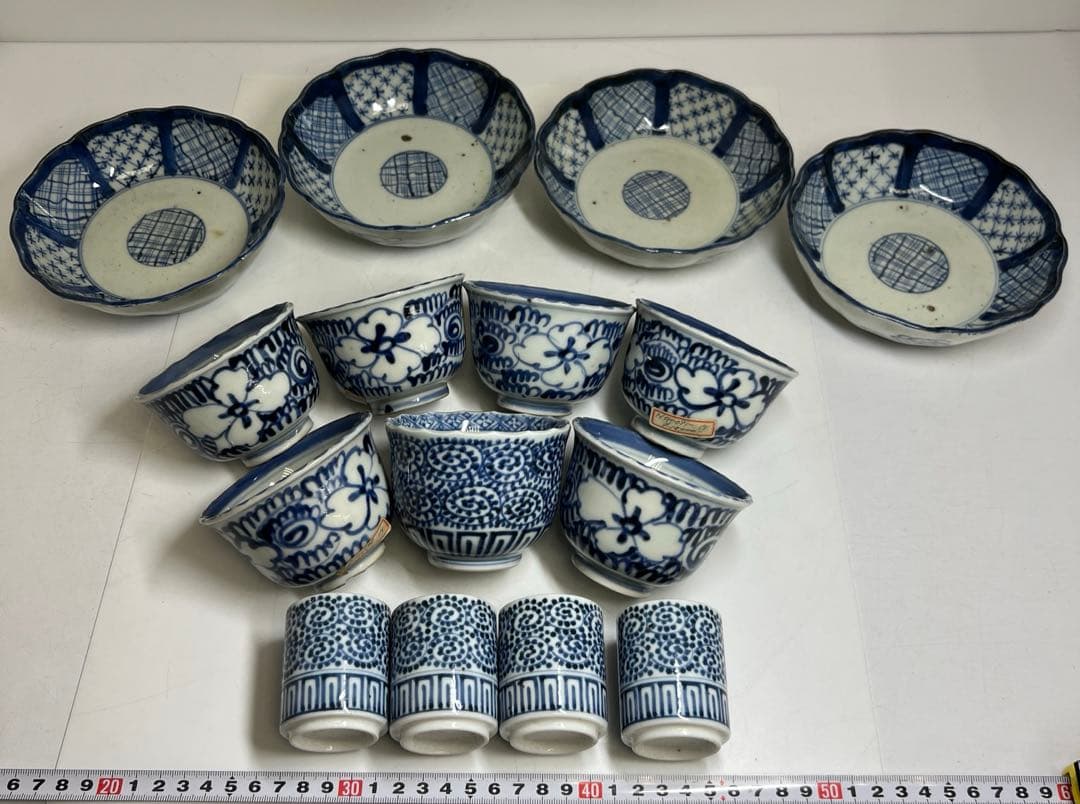 古伊万里　蛸唐草猪口、染付膾皿等　東Y8-0319④