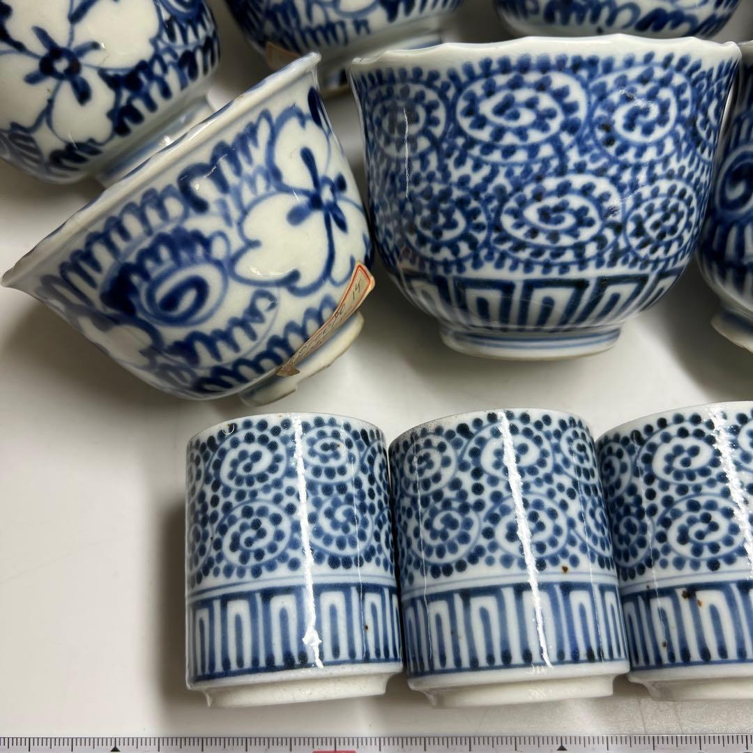 古伊万里　蛸唐草猪口、染付膾皿等　東Y8-0319④