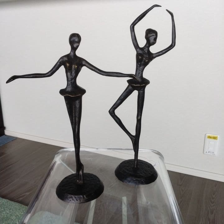 バレリーナの金属製彫刻2体セット⭐︎アクセサリースタンド⭐︎アイアン⭐︎