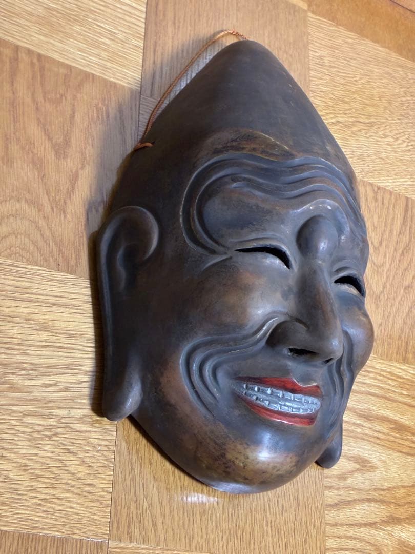 お面　手彫り　太狐父