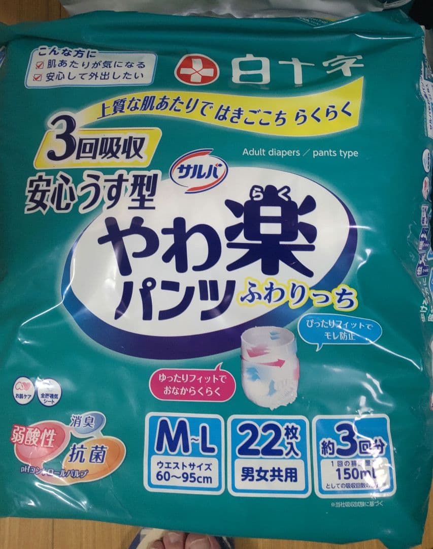 白十字 サルバ やわ楽パンツ 安心うす型 M-Lサイズ 22枚入
