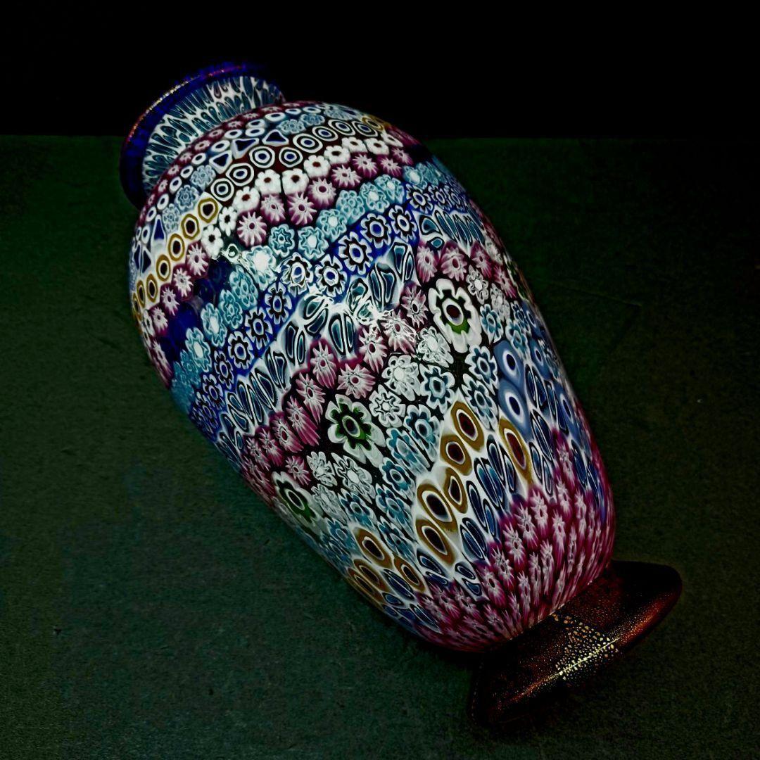 MURANO 32cm ムラノ ミルフィオリ 大型 花瓶 オブジェ ヴェネチアン
