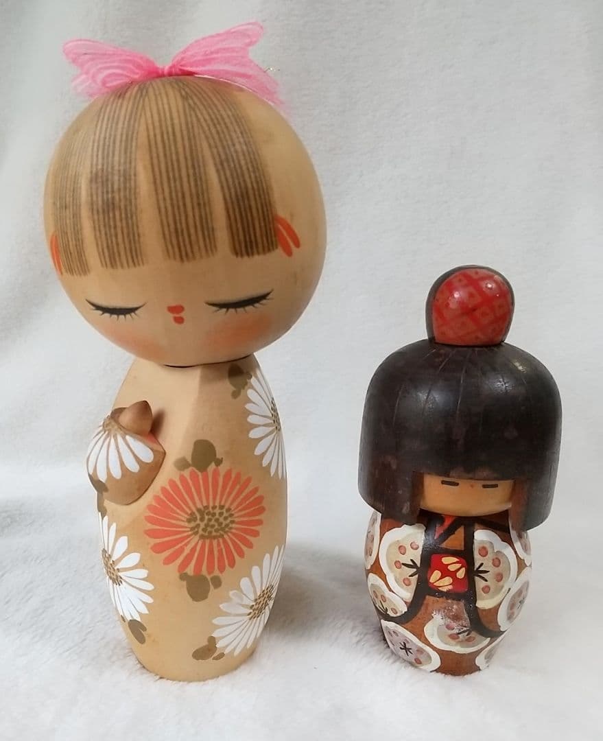 創作こけし　高見沢一夫　青木蓼華　ひな菊　エンジ　梅　　宮下はじめ