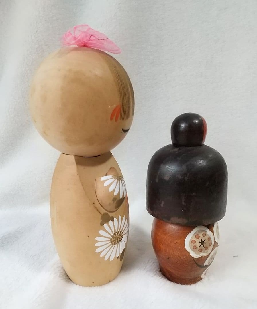 創作こけし　高見沢一夫　青木蓼華　ひな菊　エンジ　梅　　宮下はじめ
