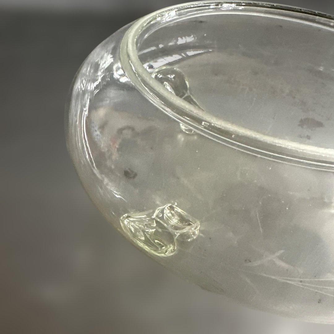 ヴィンテージ　蔵からでてきた植物模様のエッチング ガラスボウル　金魚鉢