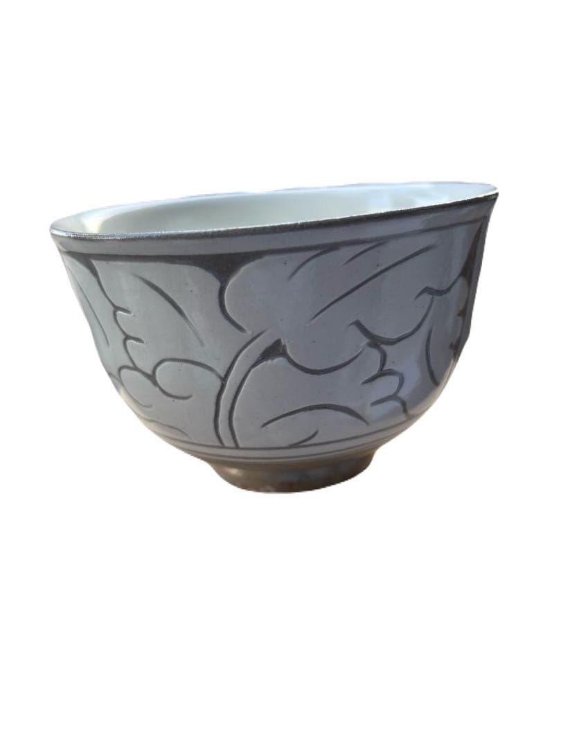極美品・由緒品　新品未使用　三代 清水日呂志 楽山窯 掻落 未茶碗