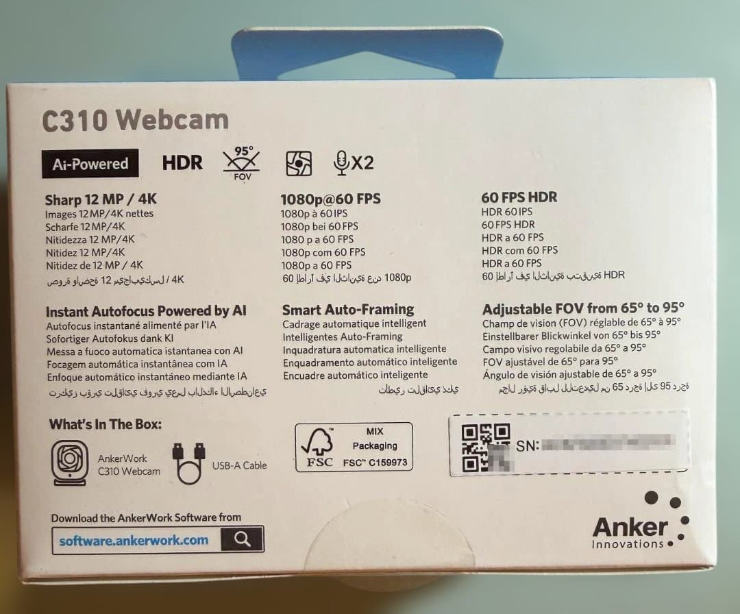 【新品未開封】AnkerWorks C310 4K AI Webcam