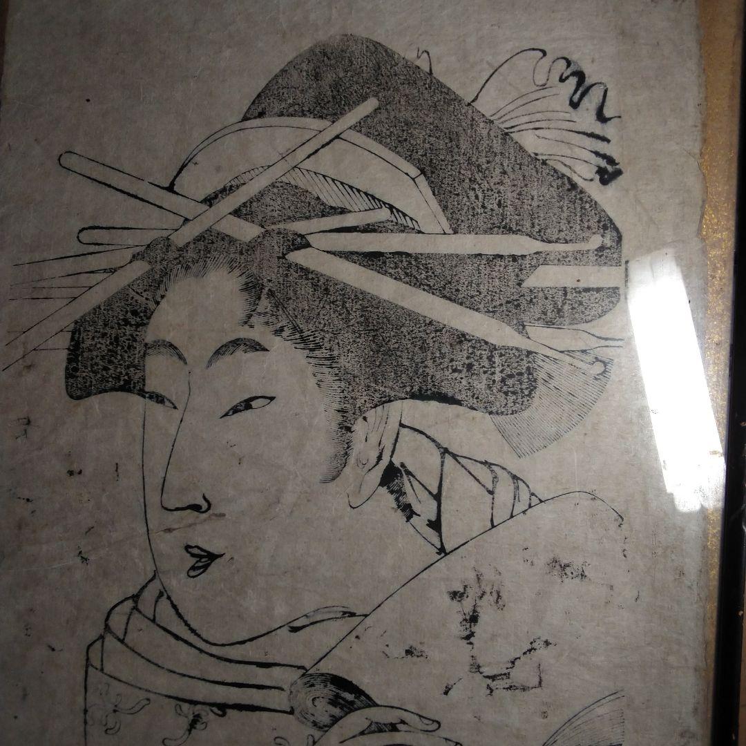 美人画の版画。