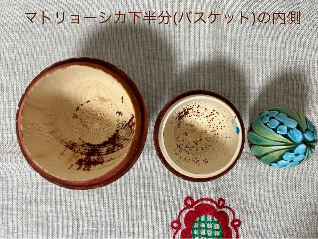 ロシア雑貨☆イースターエッグ型カービング マトリョーシカ3P フラワーバスケット