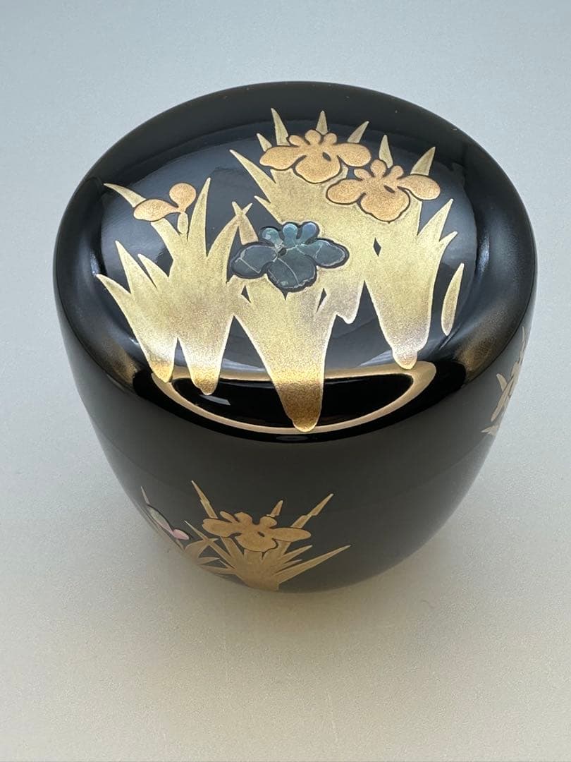 茶道具　棗　鈴谷藤波　菖蒲蒔絵