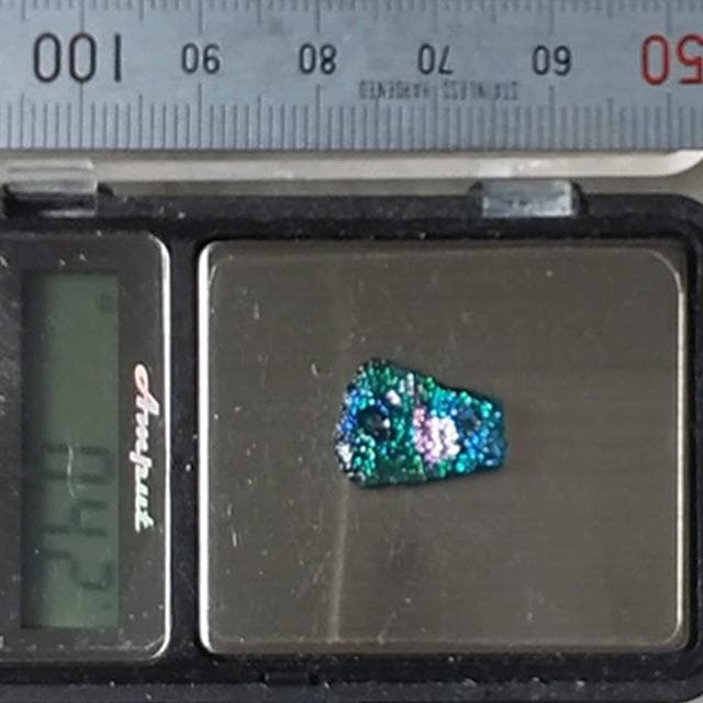 0.42g　ローマングラス　2穴アリ　古代ガラス　アフガニスタン産　銀化現象