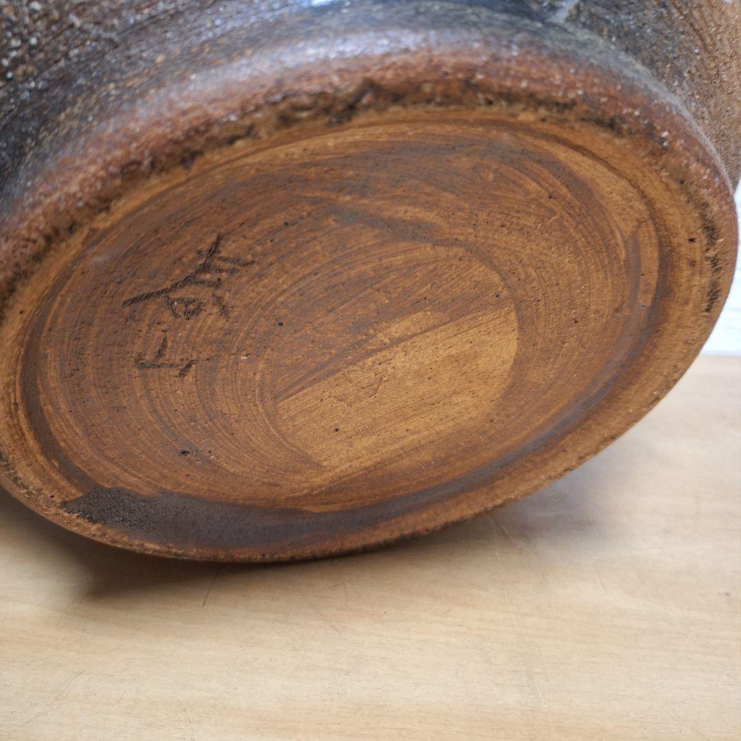 【極大・伝統工芸士】信楽焼 上田春山作 松竹梅 刻絵 大壺 飾瓶 35cm 銘有