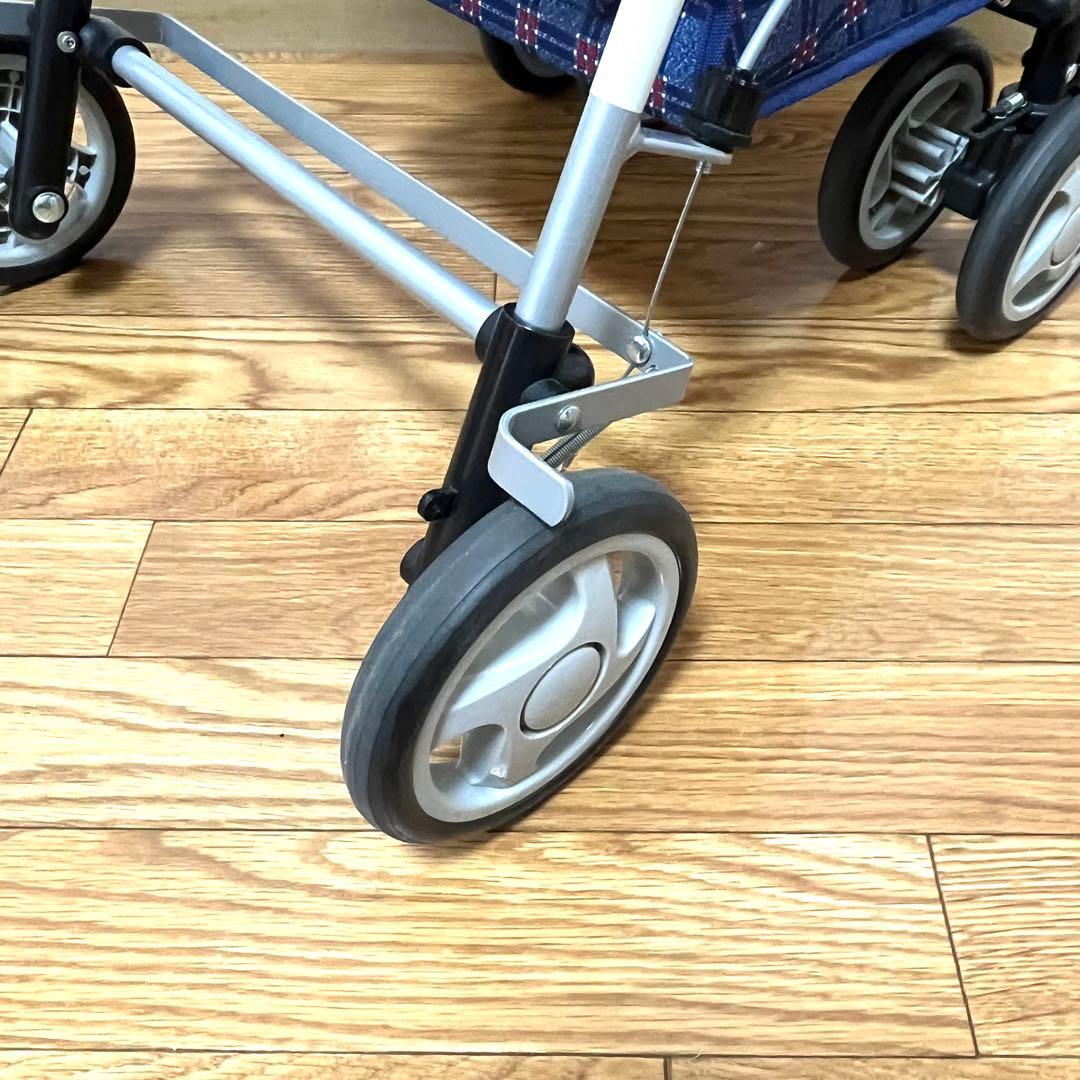美品 島製作所 シルバーカー リズムRWC 二筋格子ブルー