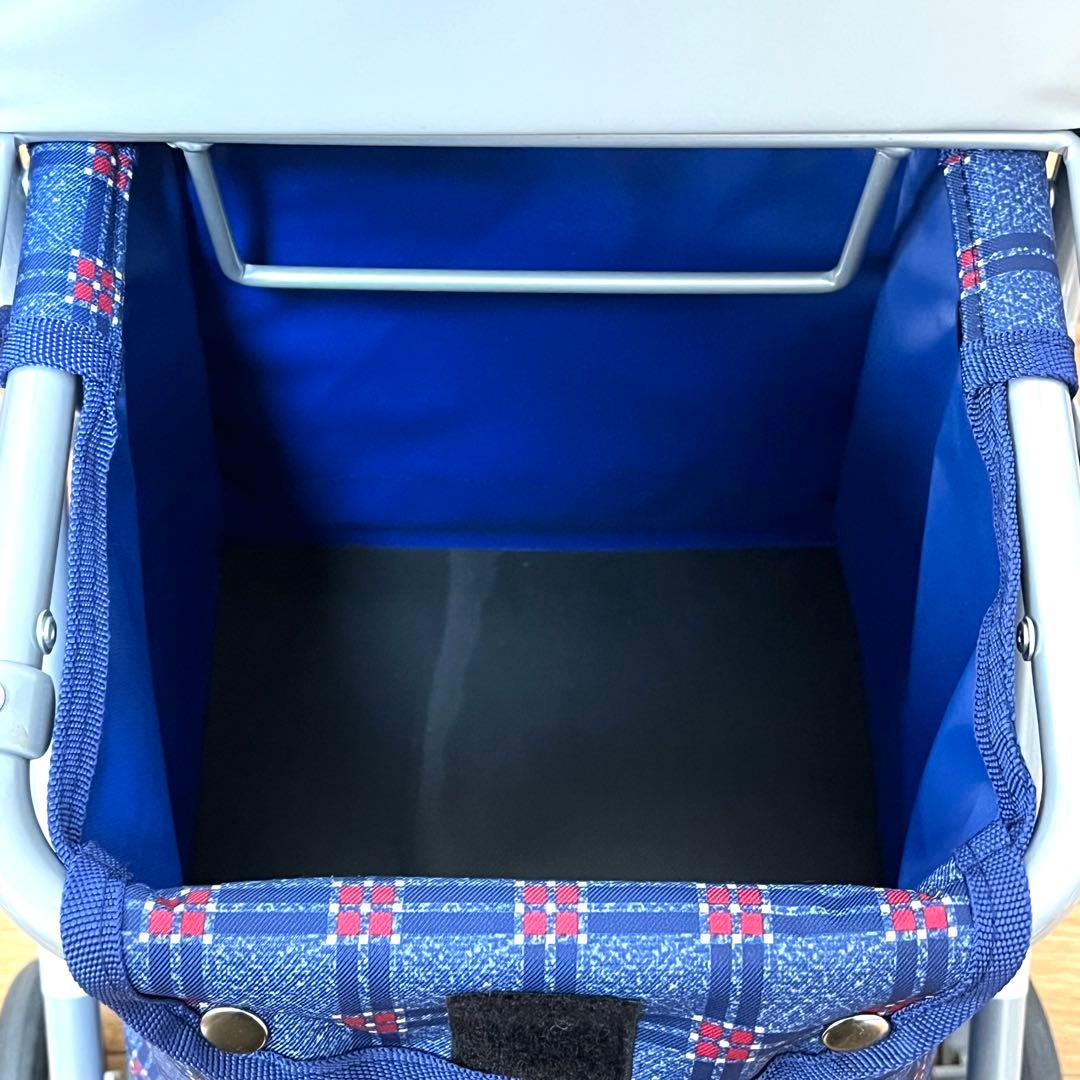 美品 島製作所 シルバーカー リズムRWC 二筋格子ブルー