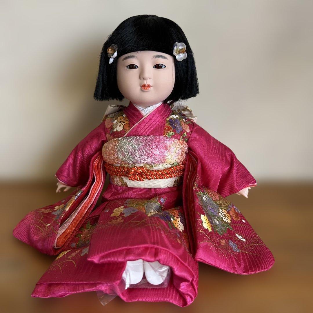 【新品】市松人形　座り　おかっぱ② 台座付き