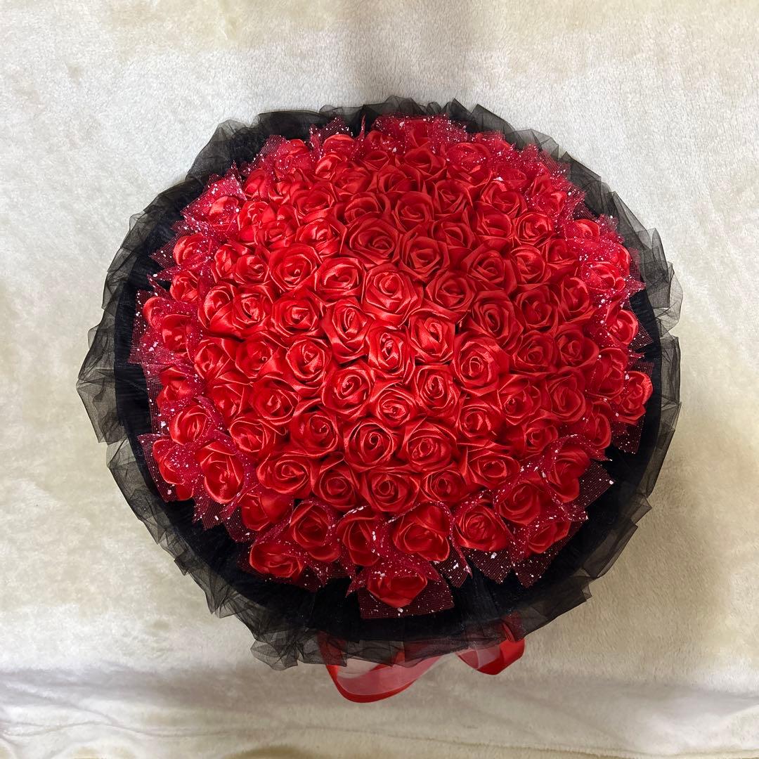 101本赤いバラブーケ 枯れない薔薇プレゼント お祝い特別な日特別な人Φ50cm