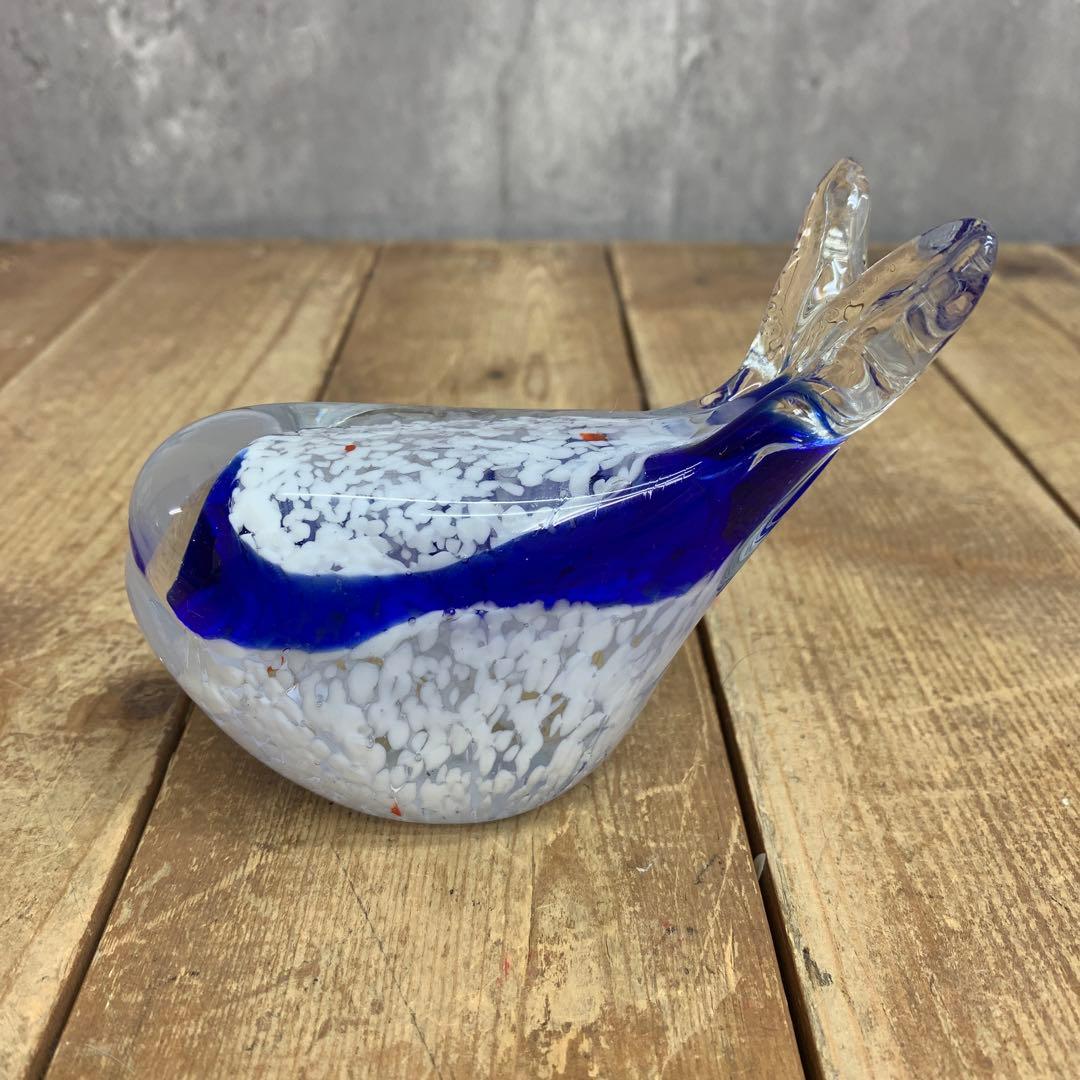2F 【極美品】手作りガラス細工 3点セット（エンゼルフィッシュ・クジラ・キャン