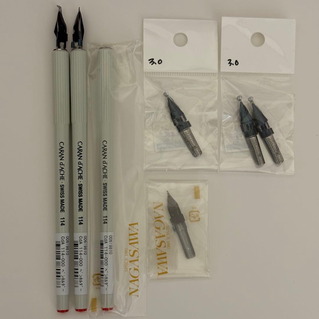 カランダッシュ ペンホルダー、ブラウゼ オーナメンタルニブ 3.0/0.7mm