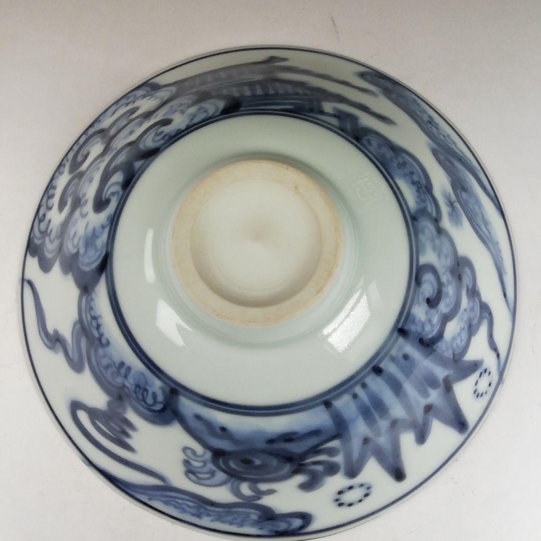 Ｗ３４０　茶碗　『染付　茶碗』『玉堂窯　手塚玉堂 造』　共箱　抹茶碗　茶道具