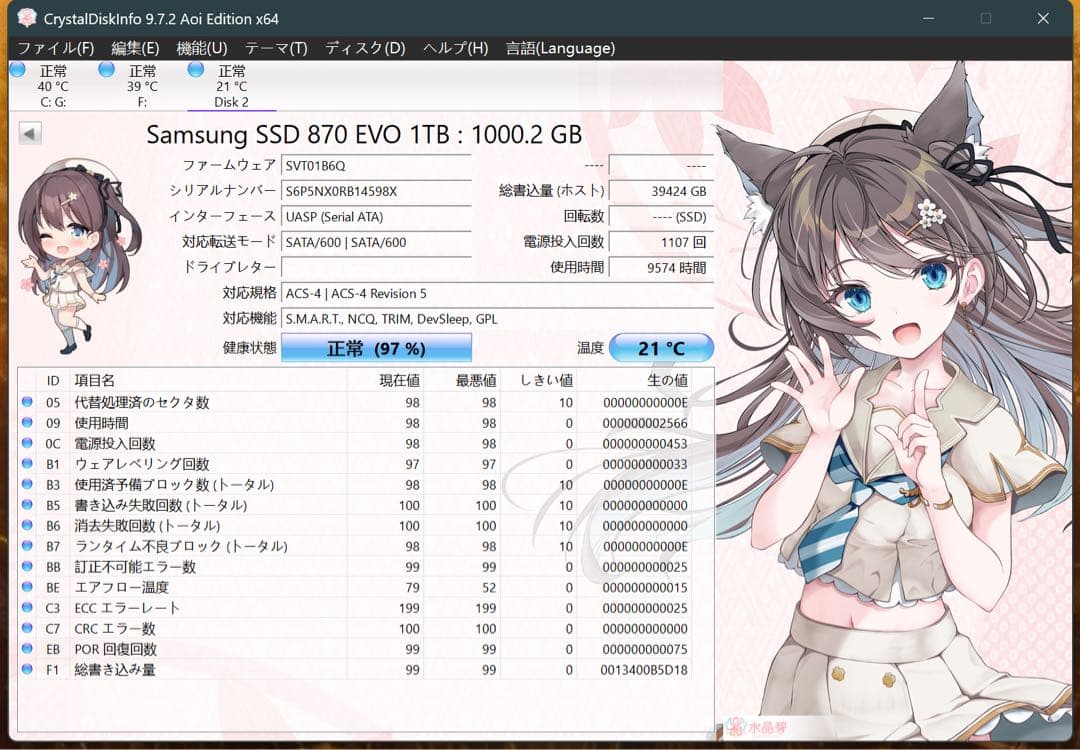 Samsung 870 EVO 1TB SSD 中古