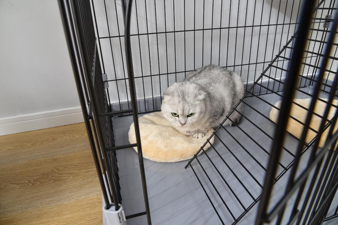 【グレー】猫 ケージ キャットケージ 3段 猫ゲージ 多段 留守番 脱走防止