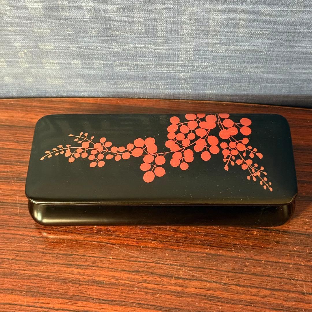 漆器 お盆＆小皿セット 南天柄 黒塗り 和モダン 菓子器揃 来客用　惣黒
