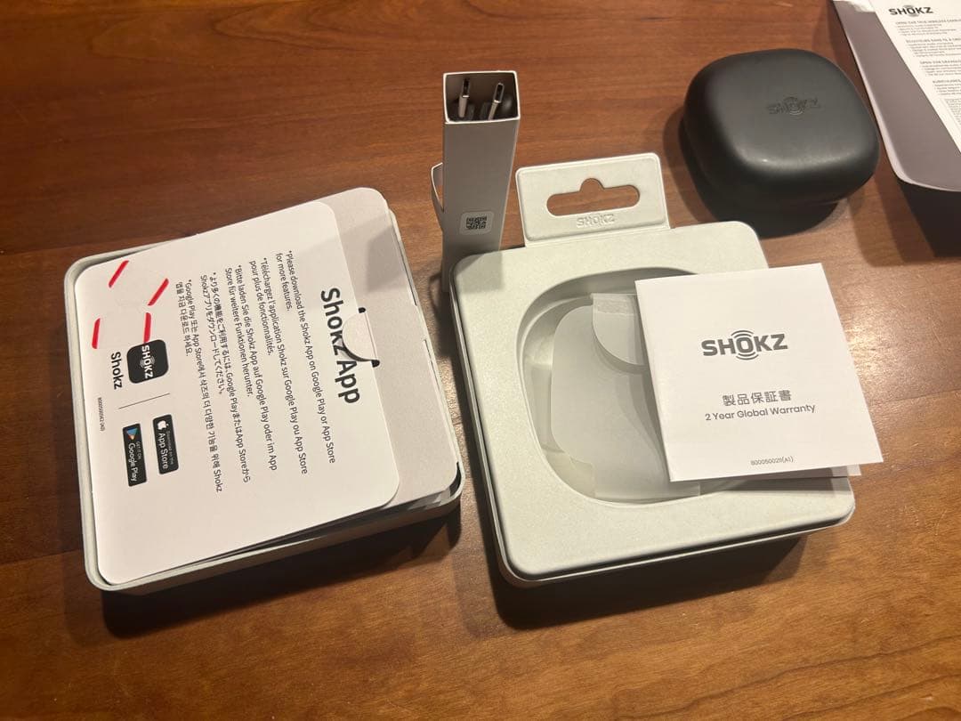 SHOKZ openfit2 ワイヤレスイヤホン ブラック 充電ケース付き