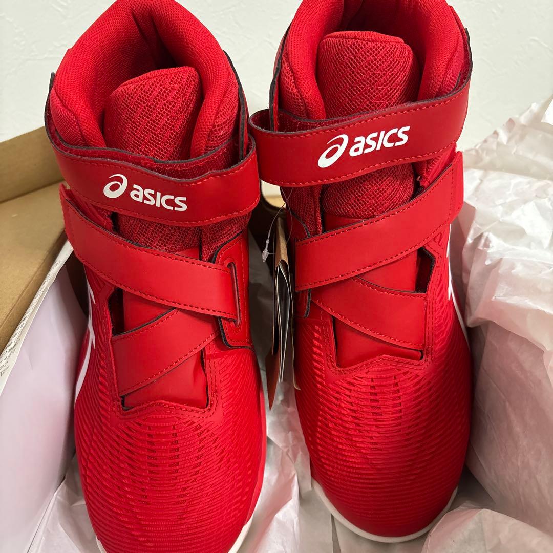 ASICS 赤色 ハイカット安全靴