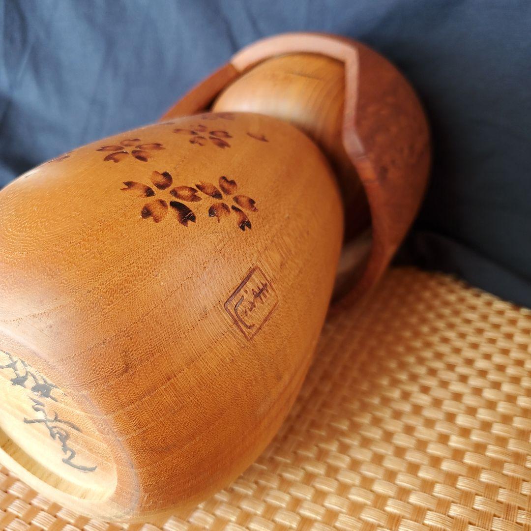 木製 こけし 約22cm 花模様　まさし様作レア　桜童