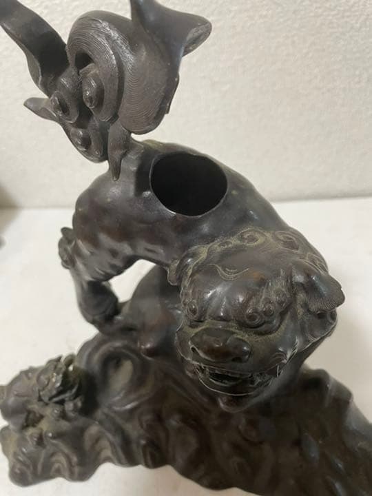 骨董香炉　置物  銅製香炉　作家物獅子香炉