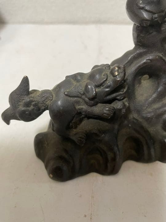 骨董香炉　置物  銅製香炉　作家物獅子香炉