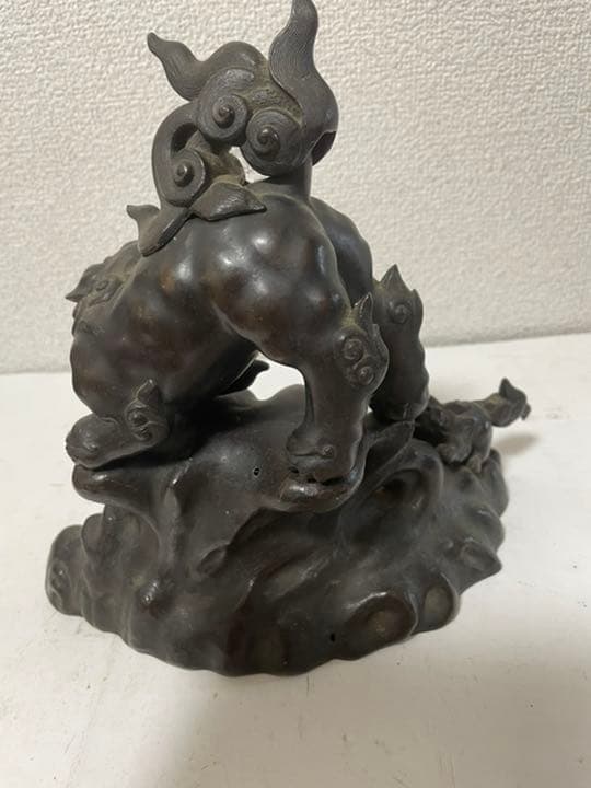 骨董香炉　置物  銅製香炉　作家物獅子香炉