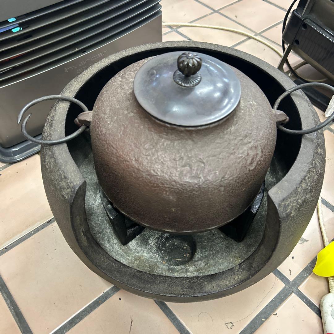 龍*様 風炉釜茶釜セット 茶道具鉄釜 昭和 レトロ 骨董品　アンティーク
