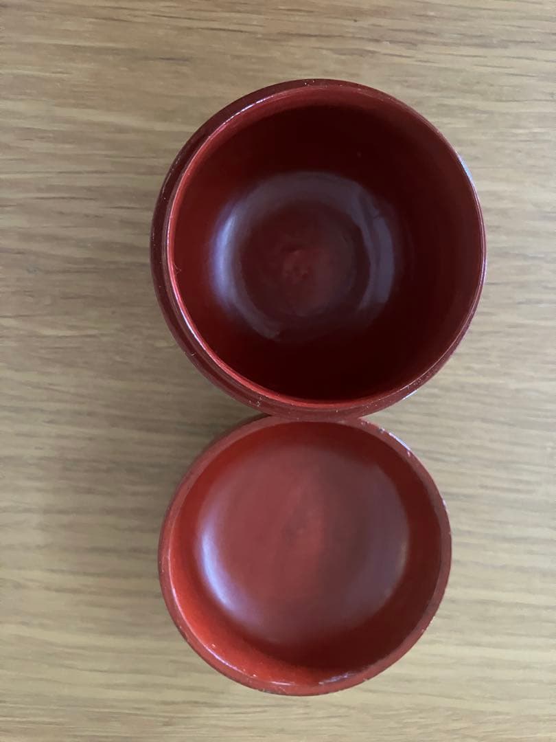 茶道具　なつめ　黒赤花模様