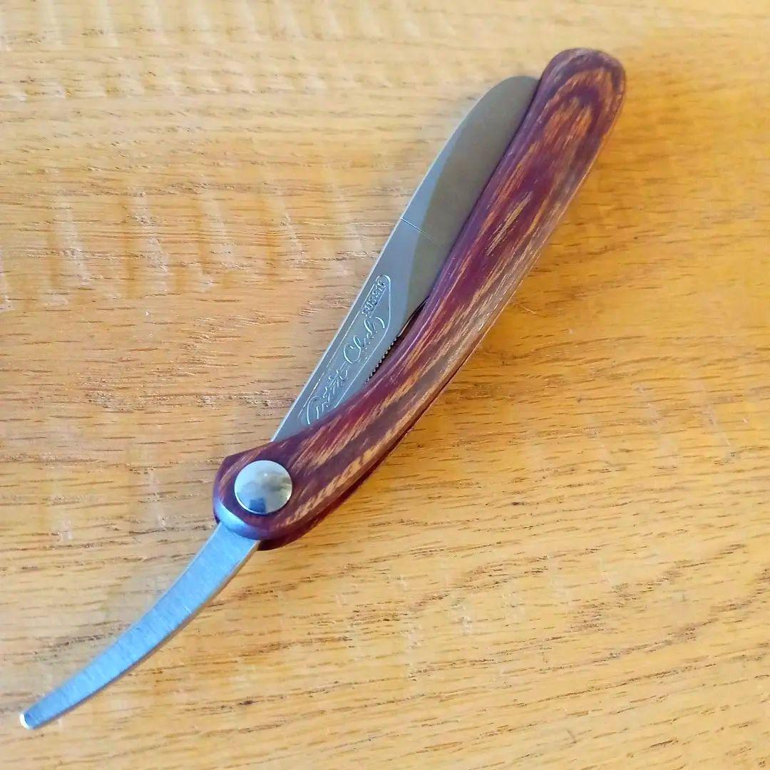 シェービング レザー 木製ハンドル 理容 カミソリ 剃刀 FEATHER