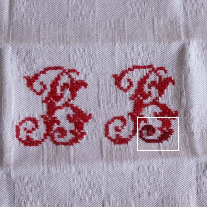【3】たくさん 12枚！フランス アンティーク 手刺繍 イニシャル 端切れ