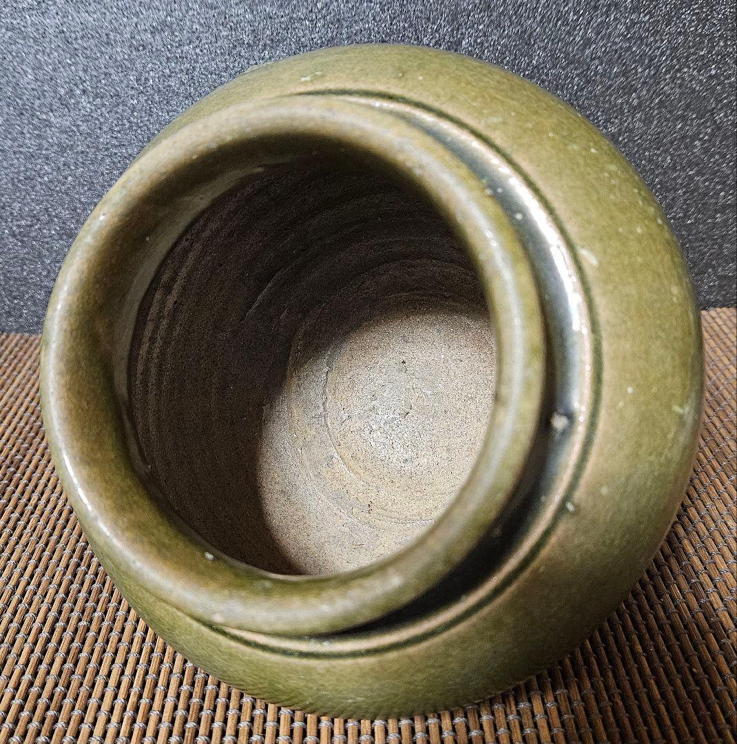 17世紀　中国古陶磁器　中国南方古陶磁器　安南　宋胡録　緑釉　壺　酒会壺　伝世品