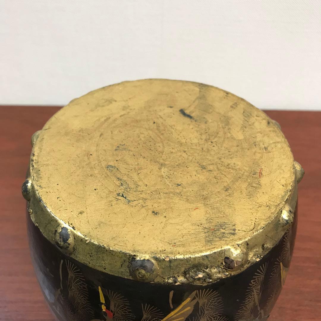 和太鼓　「鶴、松」　　置物　インテリア　古美術　ヴィンテージ　アンティーク
