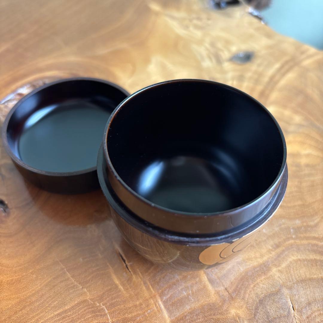 塗師 岡本陽斎造 雀蒔絵 黒中棗 共箱 茶道具