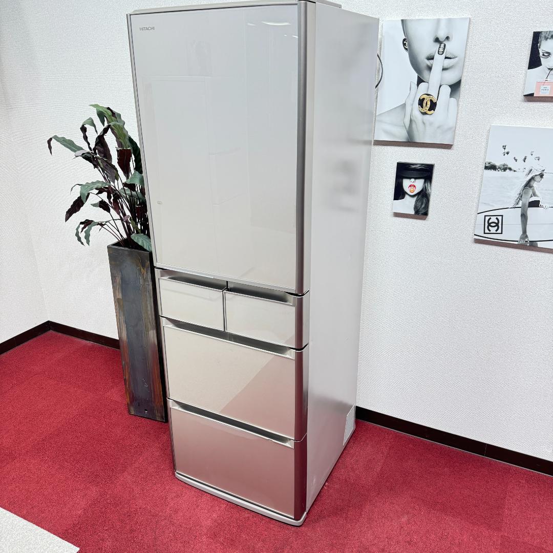 (28)都内23区配送無料　日立2015年製5ドアガラストップ冷蔵庫　415L