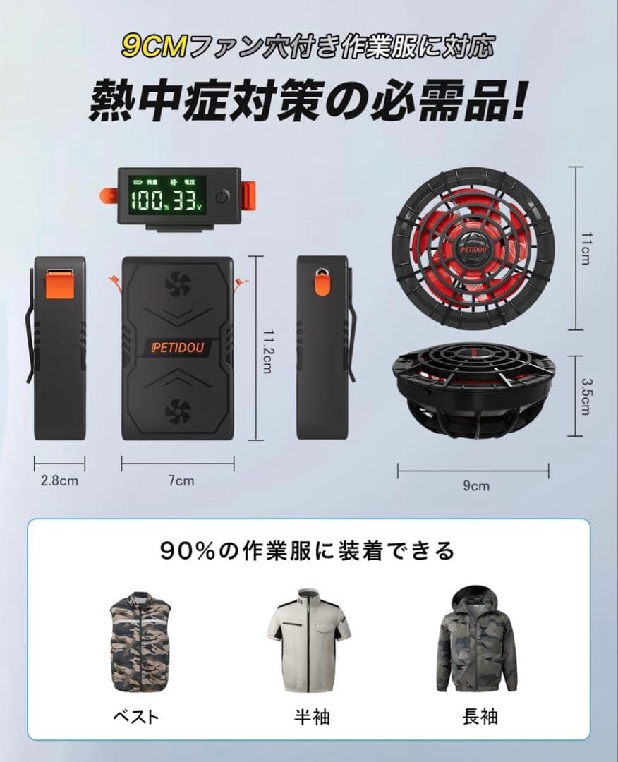 PETIDOU バッテリー ファンセット