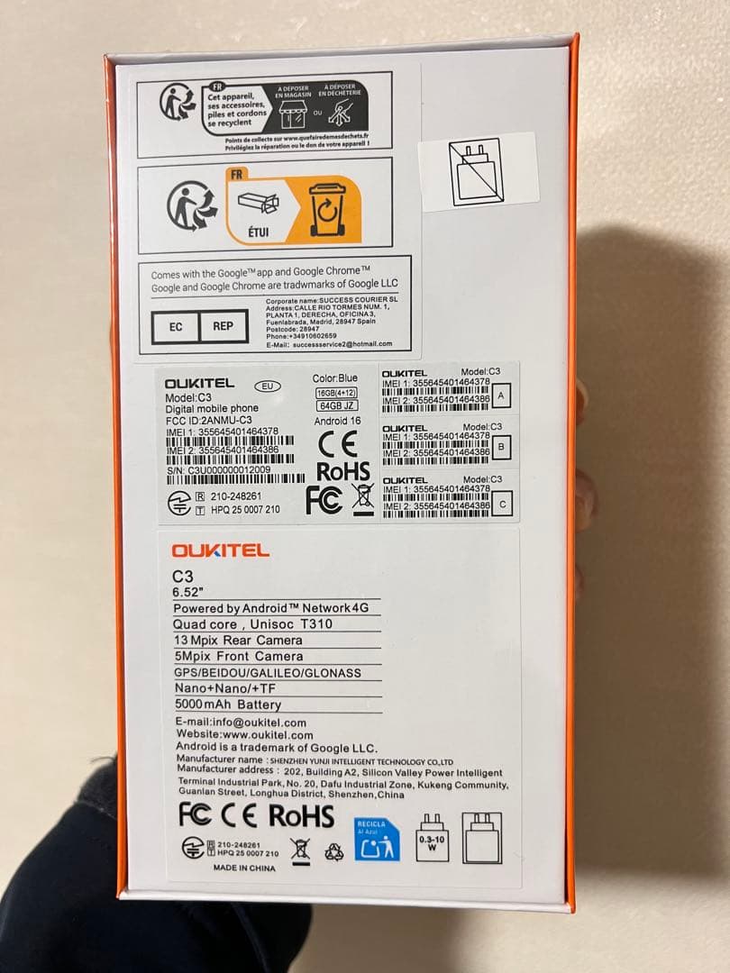 OUKITEL C3 スマートフォン 6.52インチ