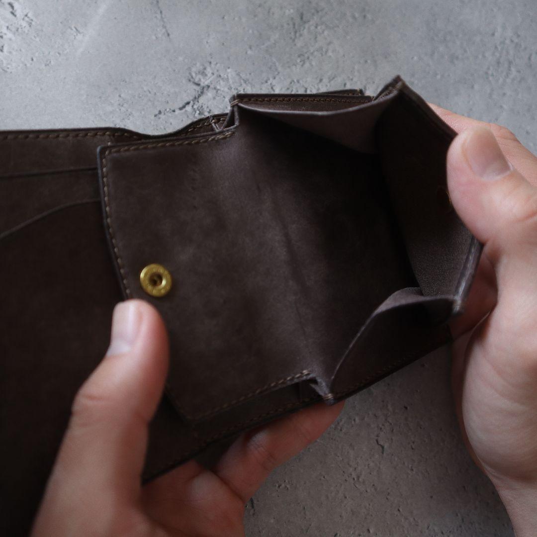 【受注製作】オコシ金具の三つ折り財布　Rondine フルハンドメイド